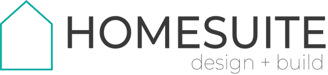 HomeSuite design + build logo with teal house icon